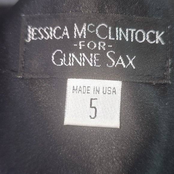VTG Jessica McClintock for Gunne Sax Black Mini Cocktail Dress Sz 5 One Shoulder - Picture 13 of 14